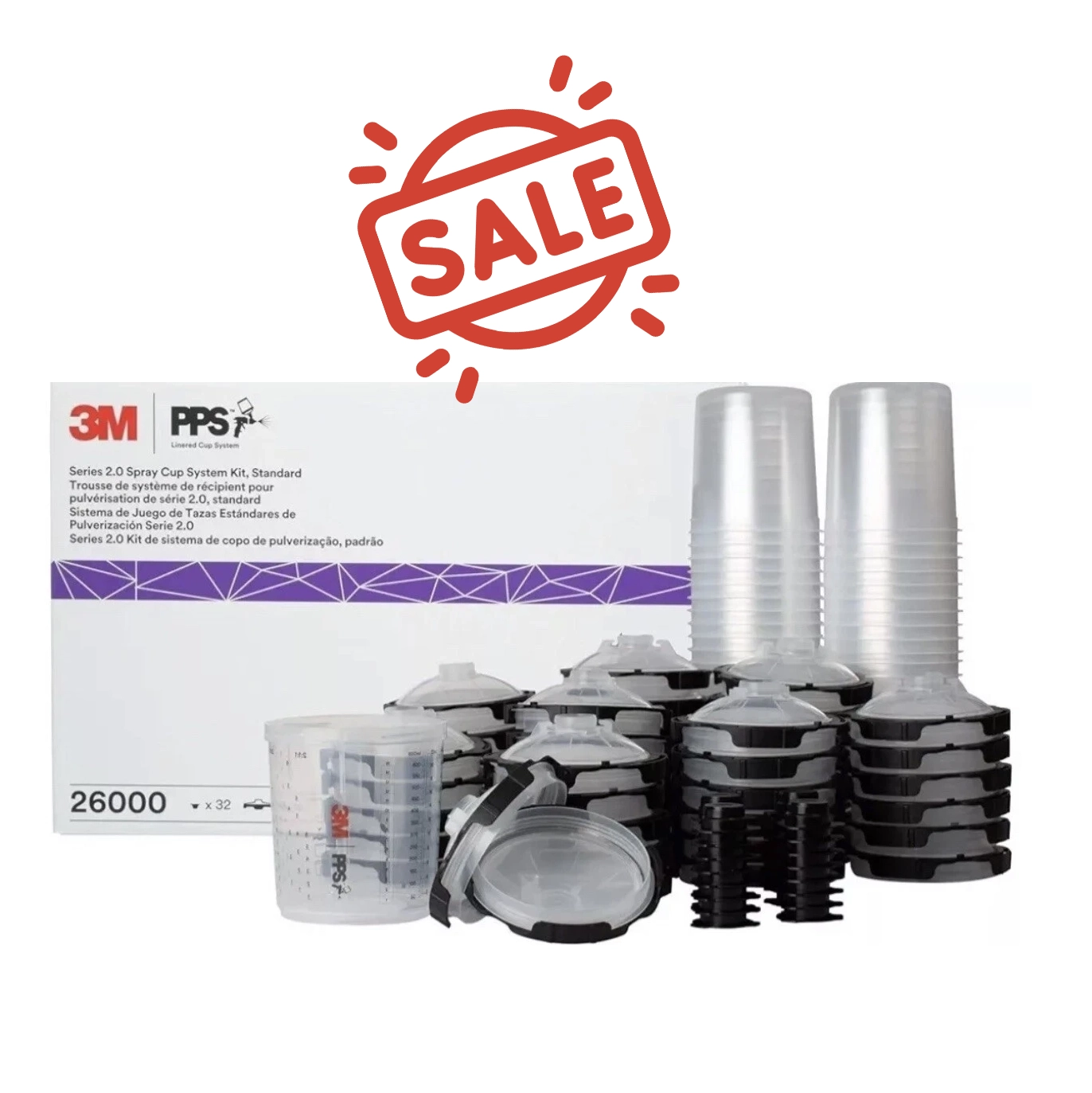 3M 26000 PPS 2.0 Spray Gun Cup Kit 22oz Standard 200 Micron Filter